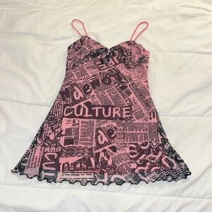 Urban Outfitters Pink and Black Graphic Women’s Dress